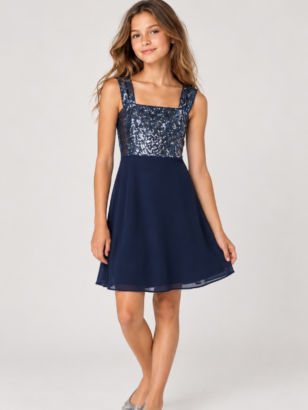 HOLLYWOOD NEW YORK Girl's Party/Occasion Navy Sequin Mini Dress